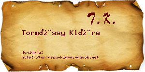 Tormássy Klára névjegykártya