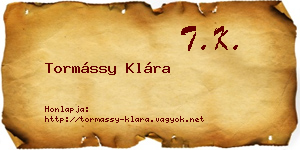 Tormássy Klára névjegykártya